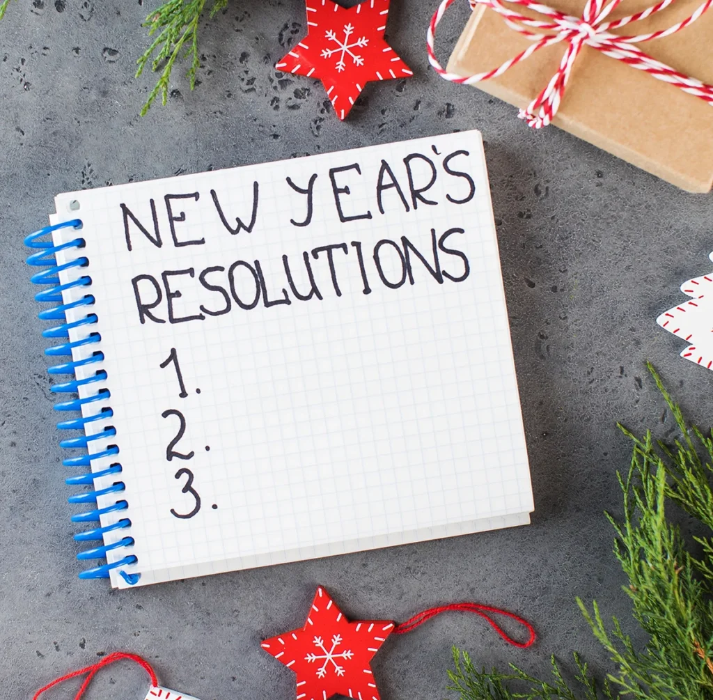 new year s resolutions list with decorations